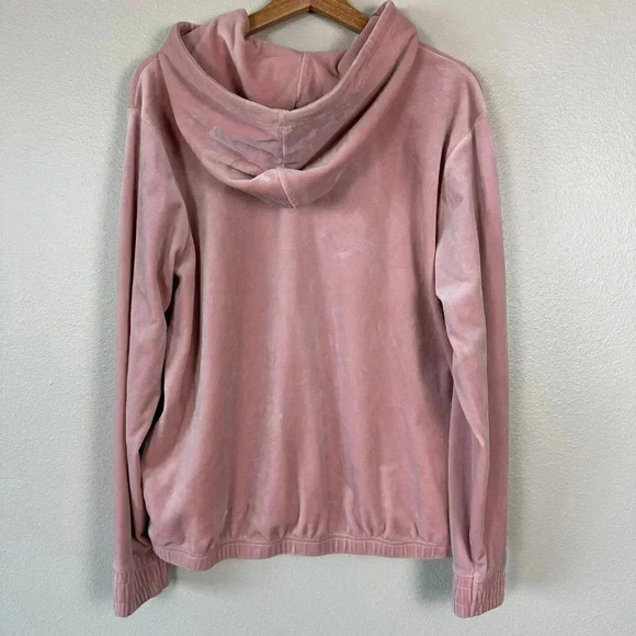 Fila Velour Quarter Zip Pullover Cropped Hoodie Pink XL - Picture 5 of 7